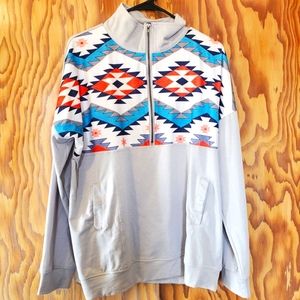 Light grey aztec 1/4 zip